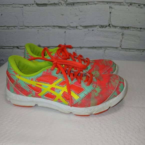 ASICS GEL ATHELETIC RUNNING SHOES, YOUTH SIZE 4 1\2, BRIGHT NEON COLORS - Picture 3 of 9